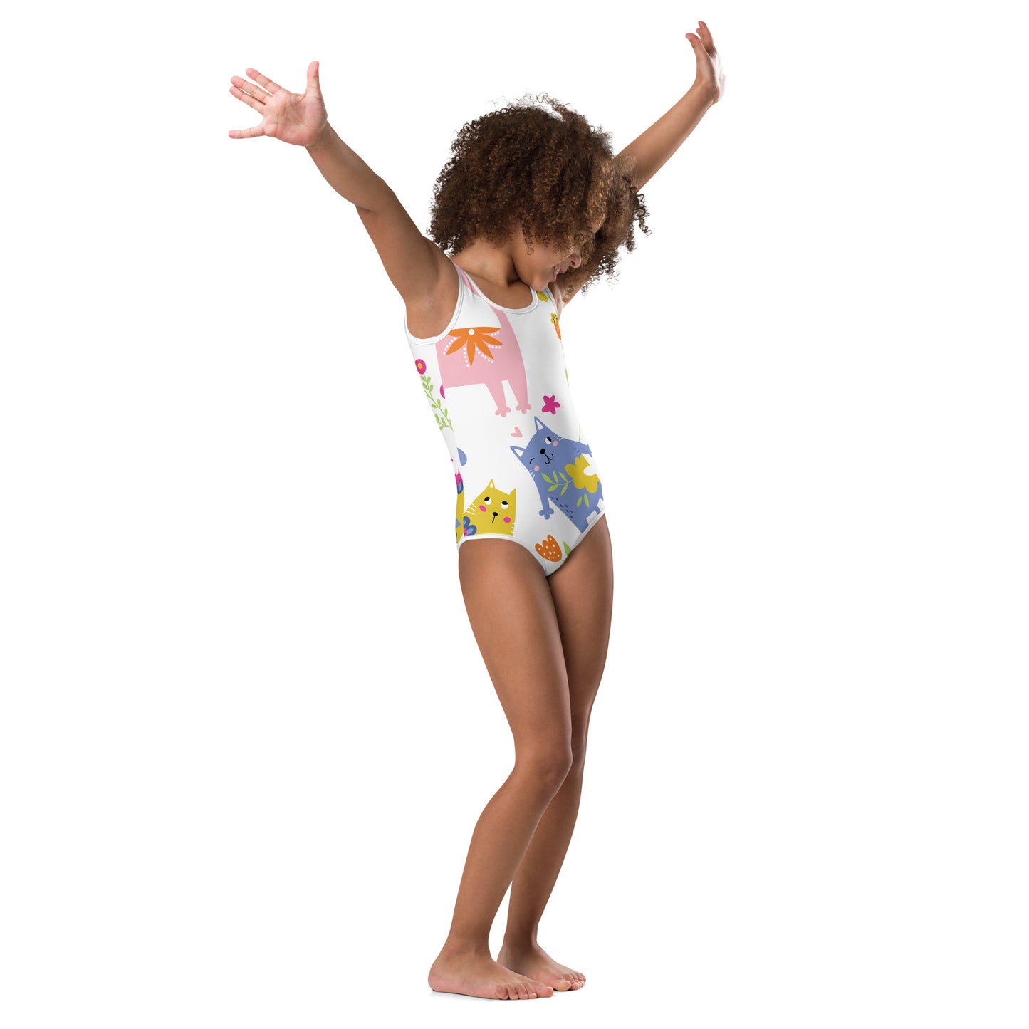 SHOP PLAYFUL KITTIES Swimsuit at The Wishful Fish KIDS. Our colorful kids wear makes fun gifts for all ages featuring a cute kitty print. Perfect presents.