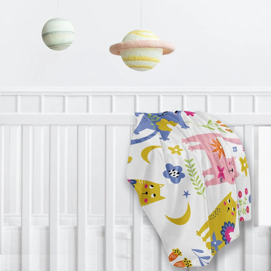 The PLAYFUL KITTIES Sherpa Blanket is a great idea for baby gifts. SHOP Now at The Wishful Fish KIDS