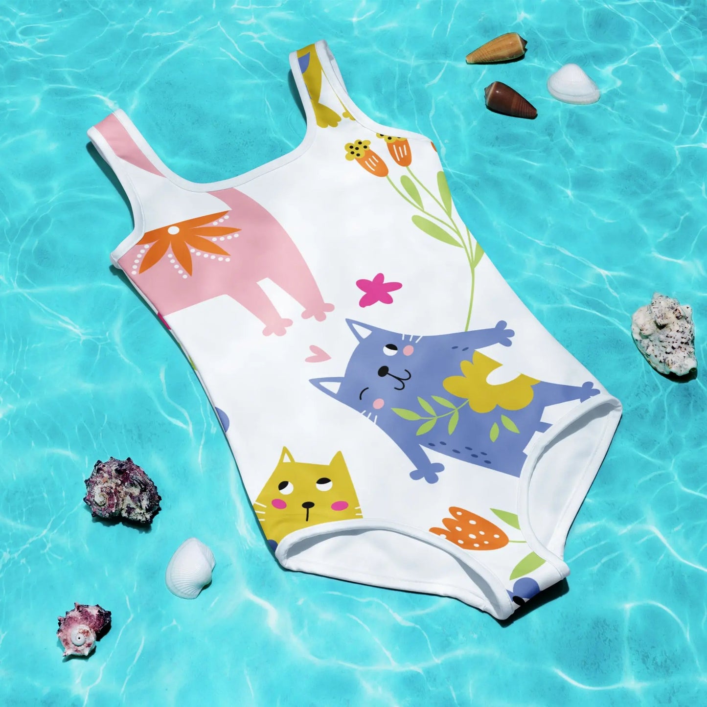 Colorful kidswear featuring an adorable kitty print design. SHOP Now at The Wishful Fish KIDS