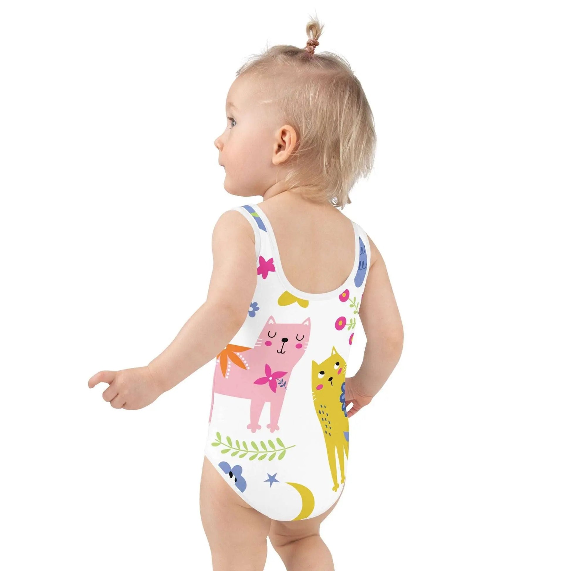 SHOP PLAYFUL KITTIES Swimsuit at The Wishful Fish KIDS. Our colorful kids wear makes fun gifts for all ages featuring a cute kitty print. Perfect presents.