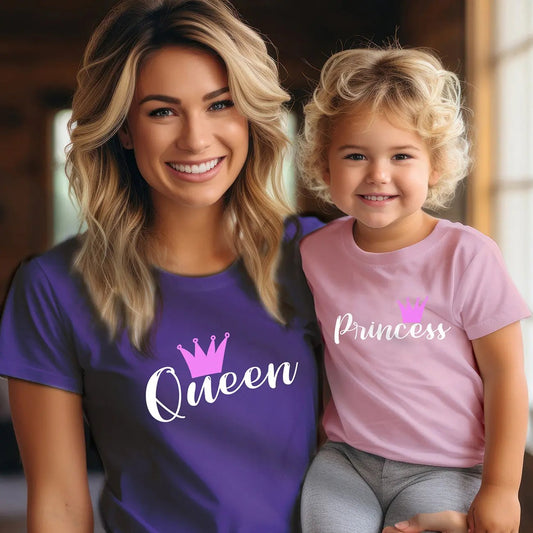 Experience the ultimate mother-daughter bond with our QUEEN and PRINCESS Tees! Shop The Wishful Fish KIDS