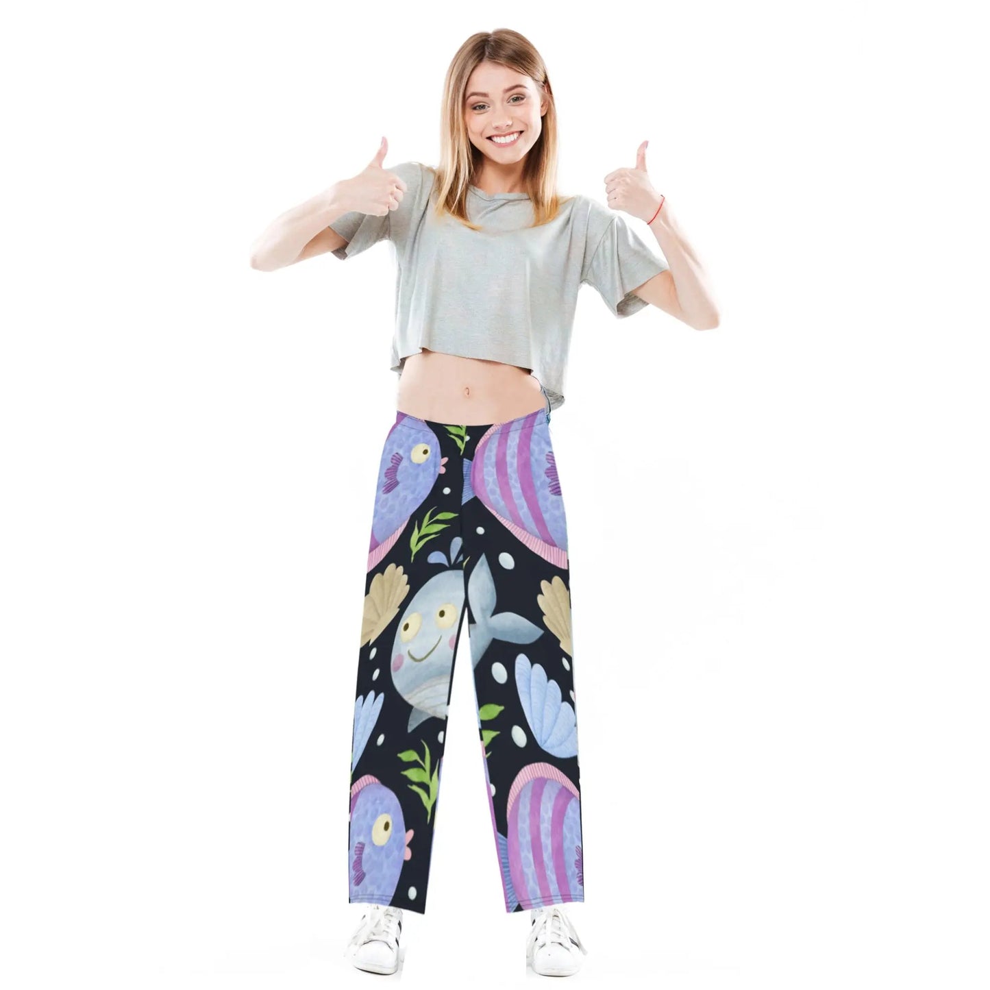 SHOP SEA CREATURES Wide Leg Pants at The Wishful Fish KIDS. Ultimate in fun clothes and a must-have for teens and kids who love to stand out. 