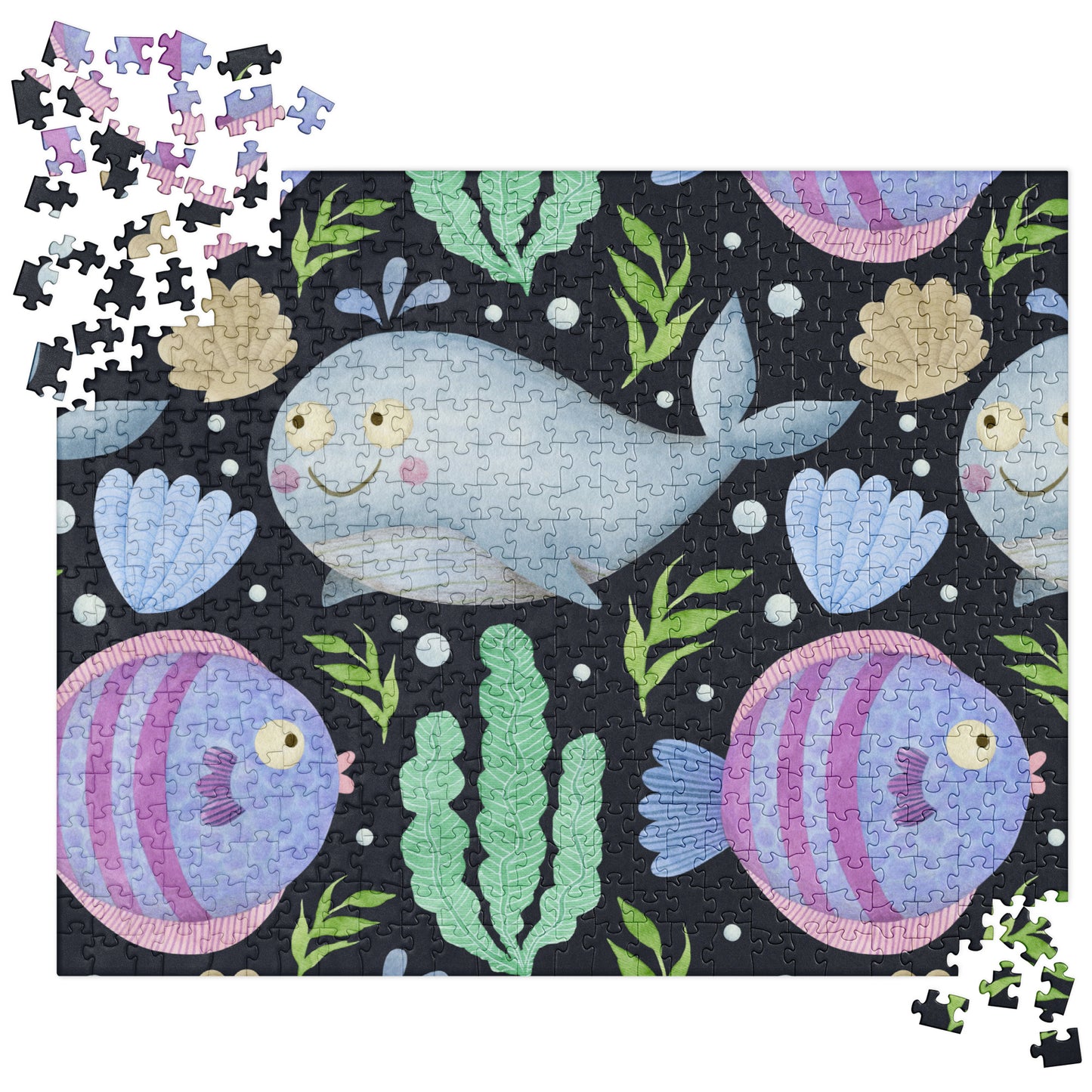 SHOP The SEA CREATURES Jigsaw Puzzle at The Wishful Fish KIDS. Perfect for puzzle parties, chill family nights, or as a birthday party gift that stands out. 