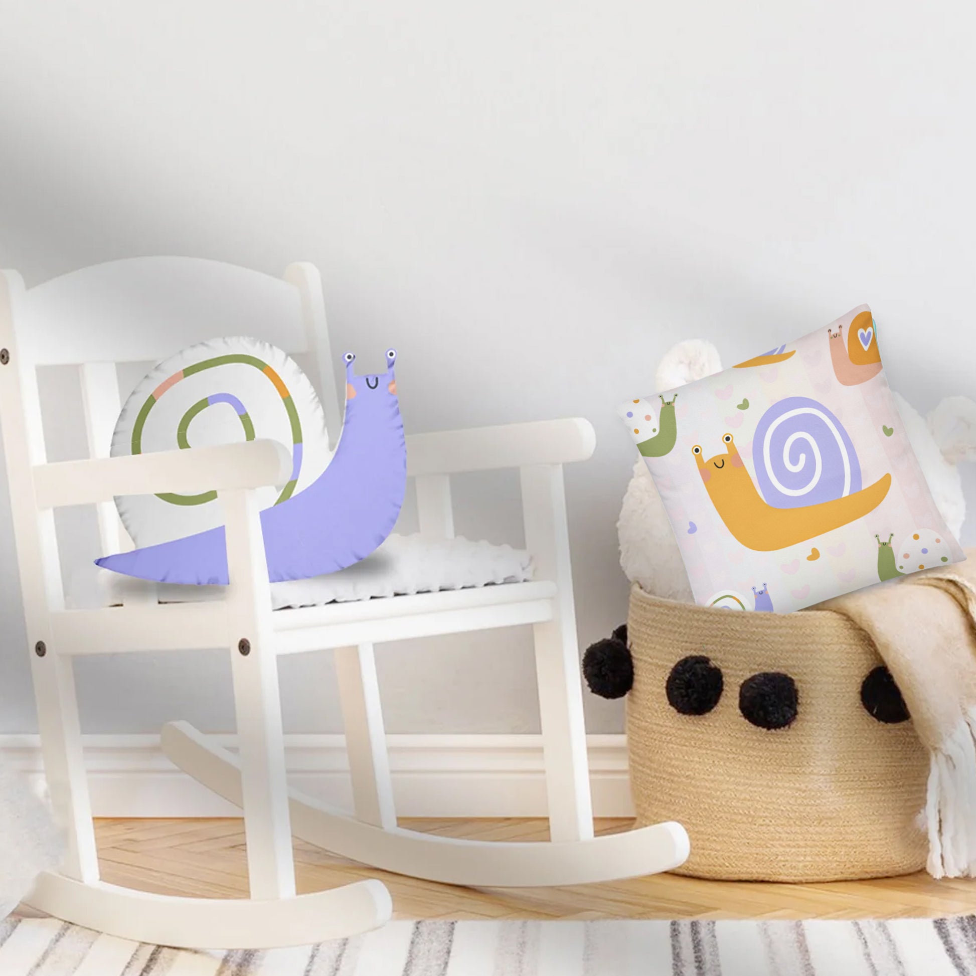 Whimsical Snail Pillow for Nursery & Kids Room Décor. SHOP Now at The Wishful Fish Kids