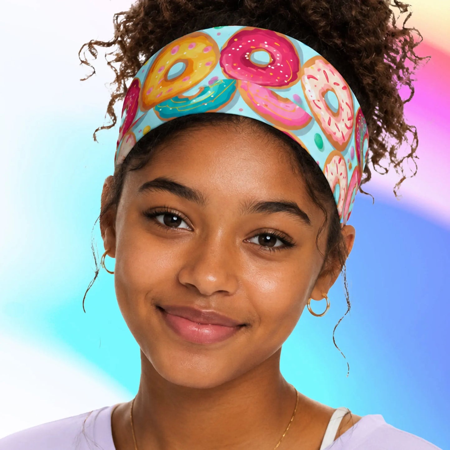 TWISTY TOPPER with Fun Donut Design — Stretchy Headbands for Girls. SHOP Now at The Wishful Fish KIDS