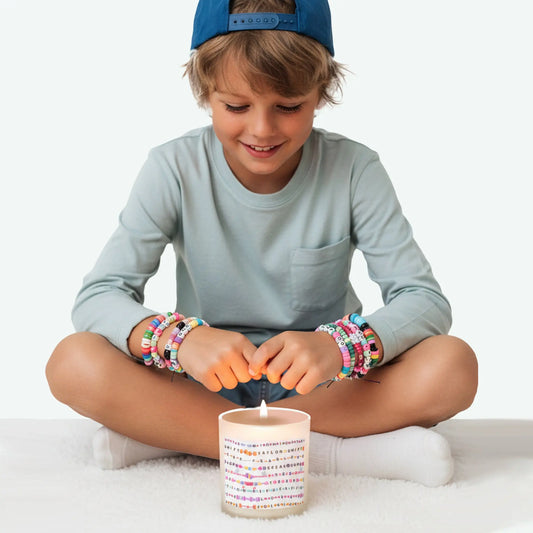 Scented Candle Pink Wick For Swifties Fans. SHOP Now at The Wishful Fish