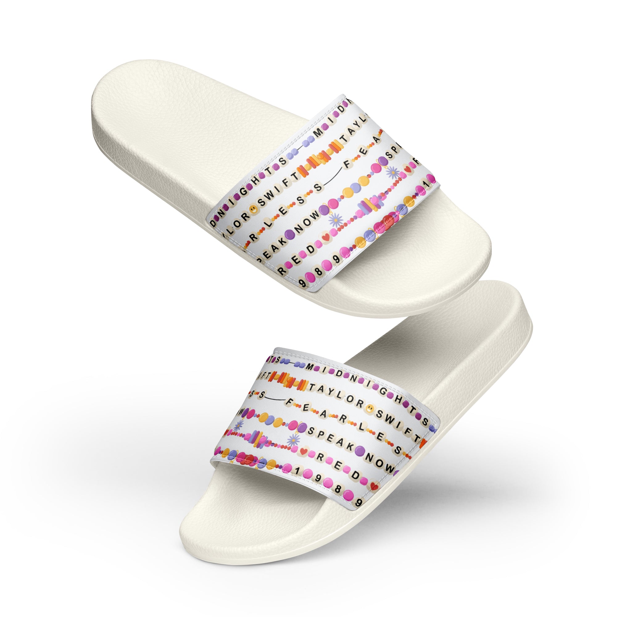 Complete your Swiftie-inspired look with slides made for music lovers. SHOP Now at The Wishful Fish 