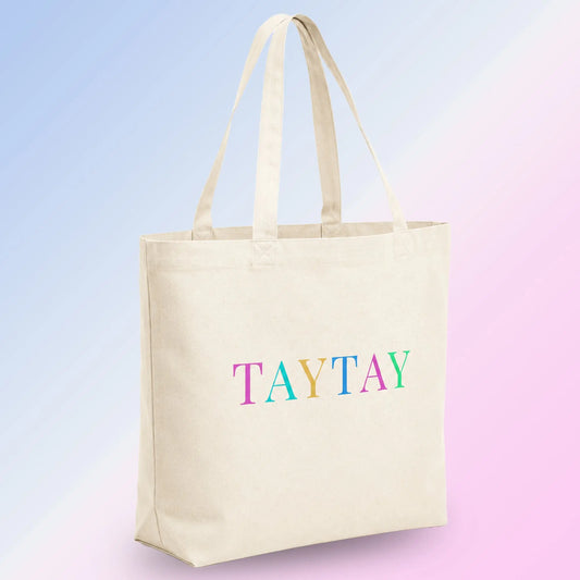 Perfect for Swifties on the go — Tay Tay Tote Bag. SHOP Now at The Wishful Fish Kids
