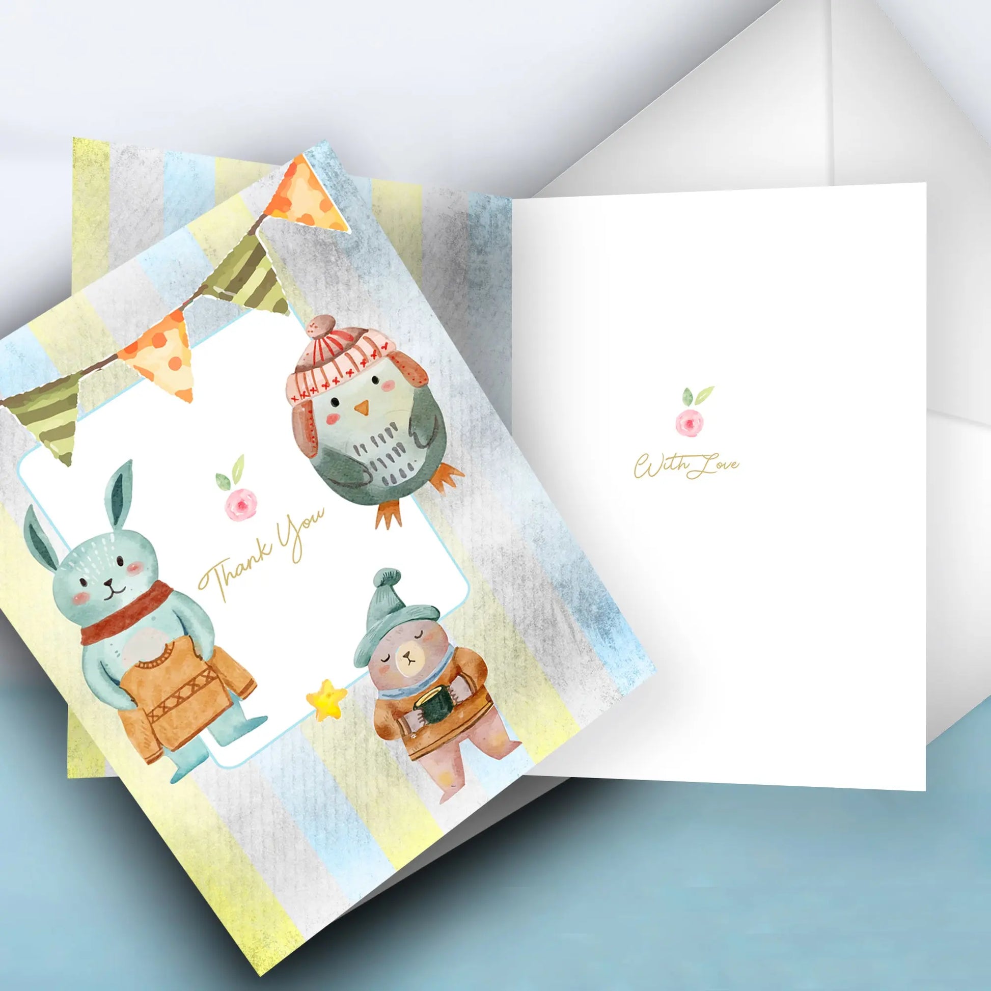 Pair these WHIMSICAL ANIMAL Stickers with our WHIMSICAL ANIMAL Thank You Card envelopes. SHOP Now at The Wishful Fish KIDS