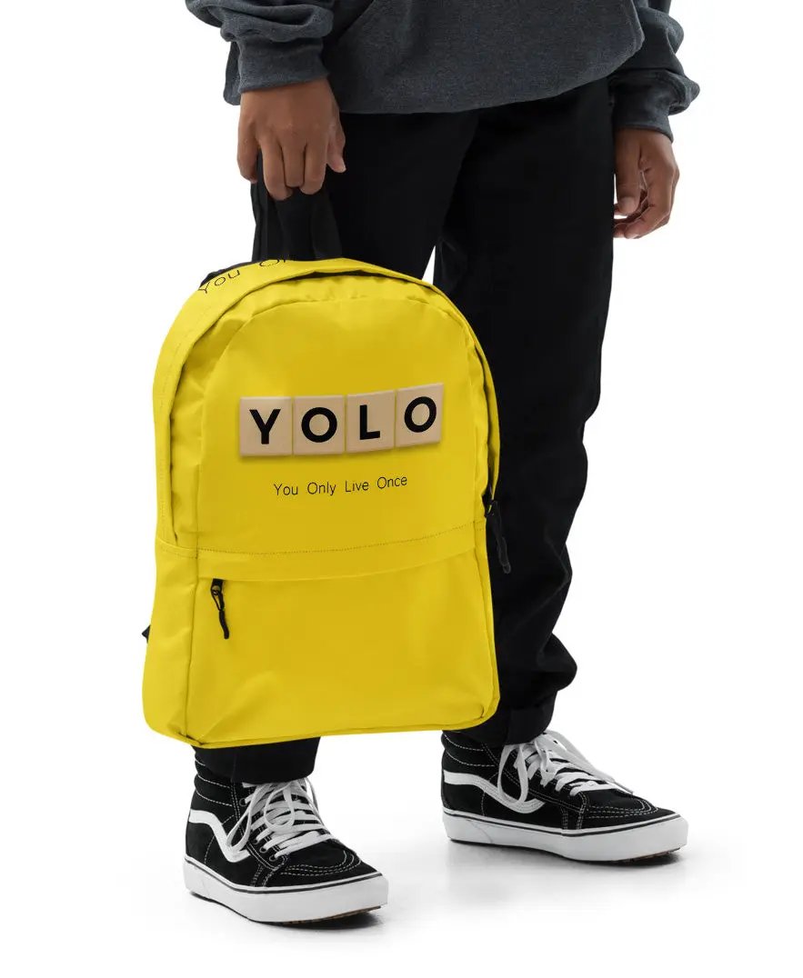 Live loud and pack bold with the YOLO YOLO (You Only Live Once) Backpack. SHOP Now at The Wishful Fish KIDS