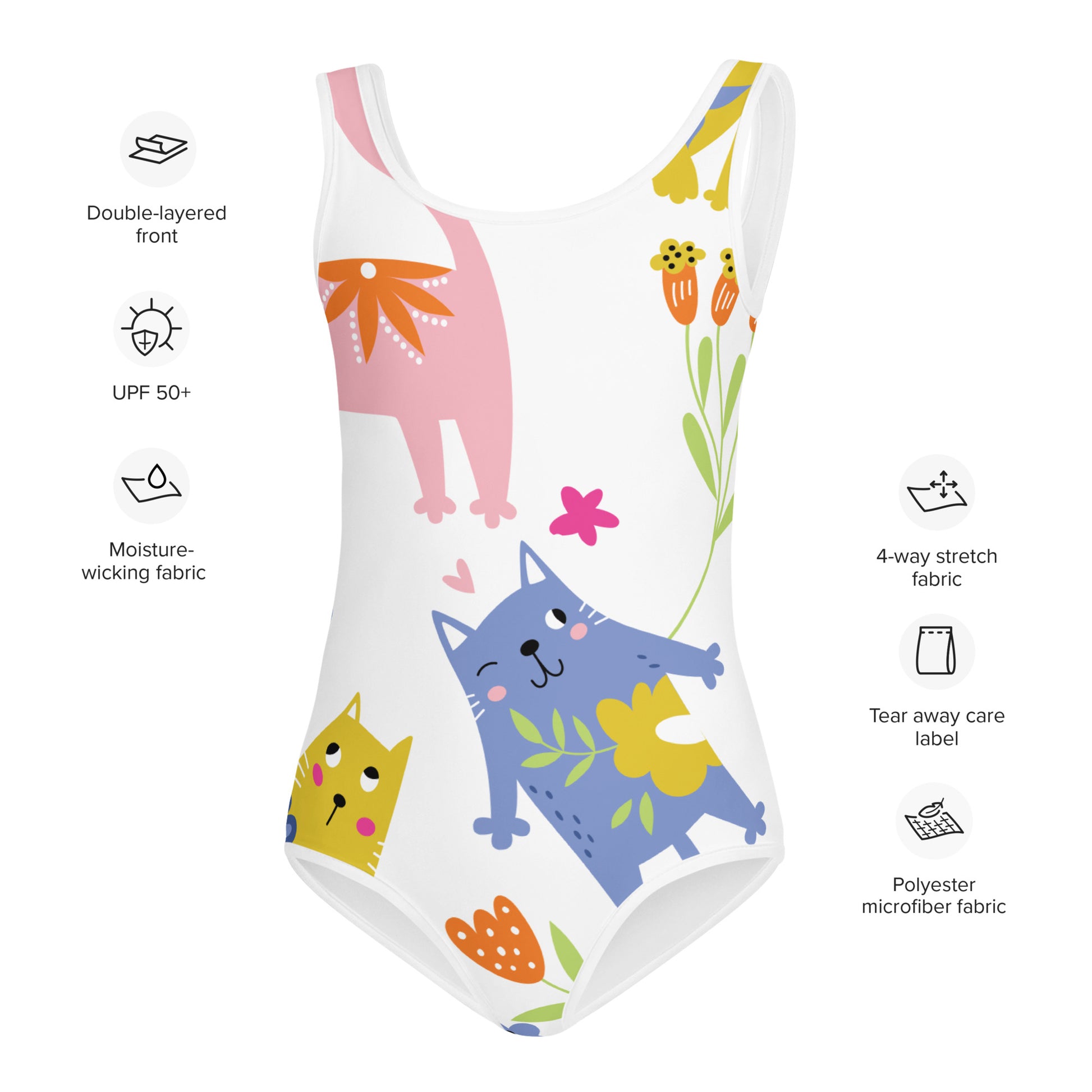 PLAYFUL KITTIES Girls Swimsuit - Premium Swimsuit from The Wishful Fish Kids - Just $32! Shop now at The Wishful Fish Kids