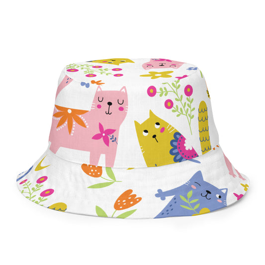 PLAYFUL KITTIES Reversible Bucket Hat - Premium Bucket Hat from The Wishful Fish Kids - Just $32! Shop now at The Wishful Fish Kids