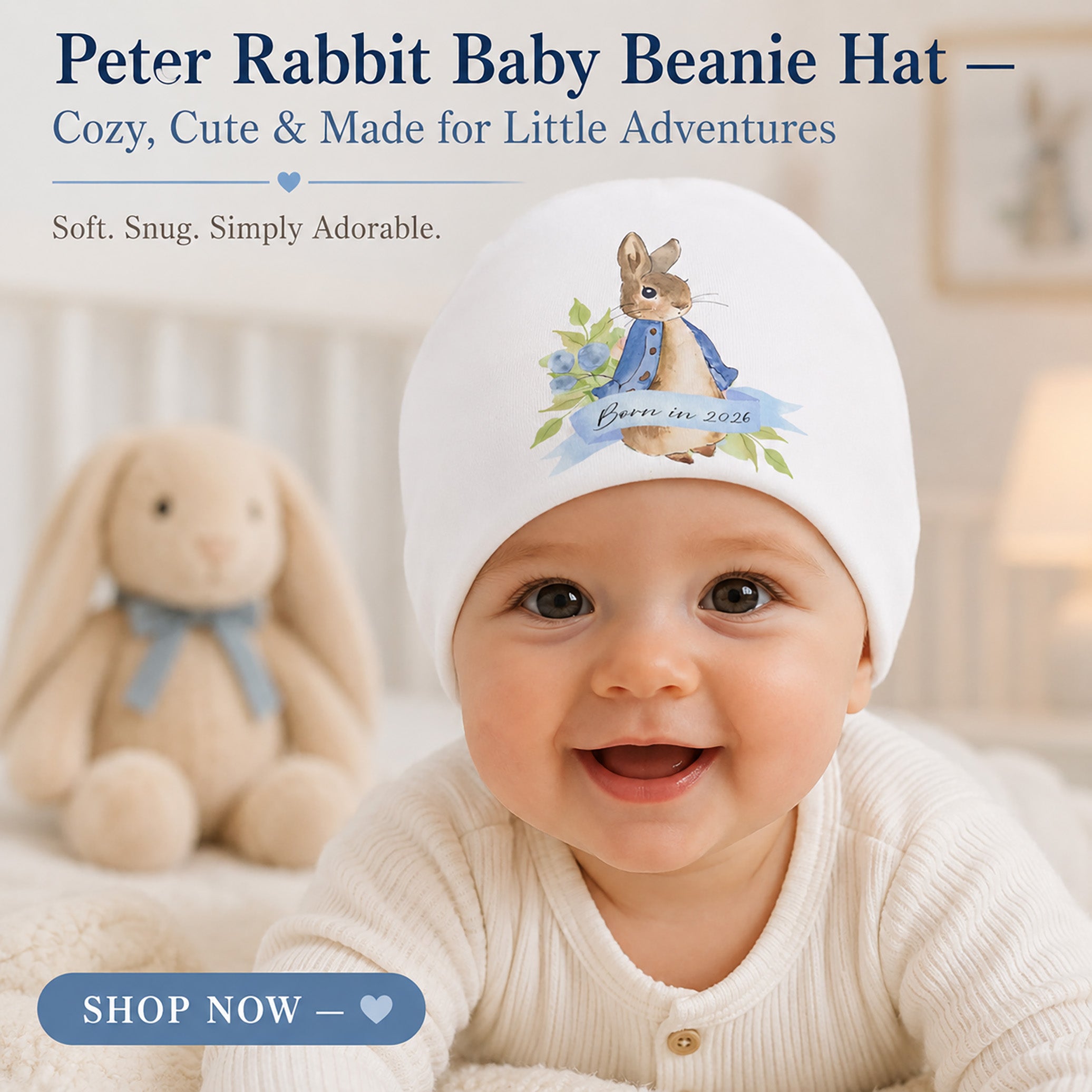 Peter Rabbit Baby Beanie Hat — Cozy Storybook Style for Your Little Bunny