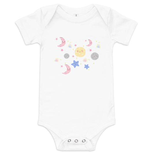 Spread love with our MOON & STARS One Piece! An ideal gift for a new baby. SHOP The Wishful Fish KIDS
