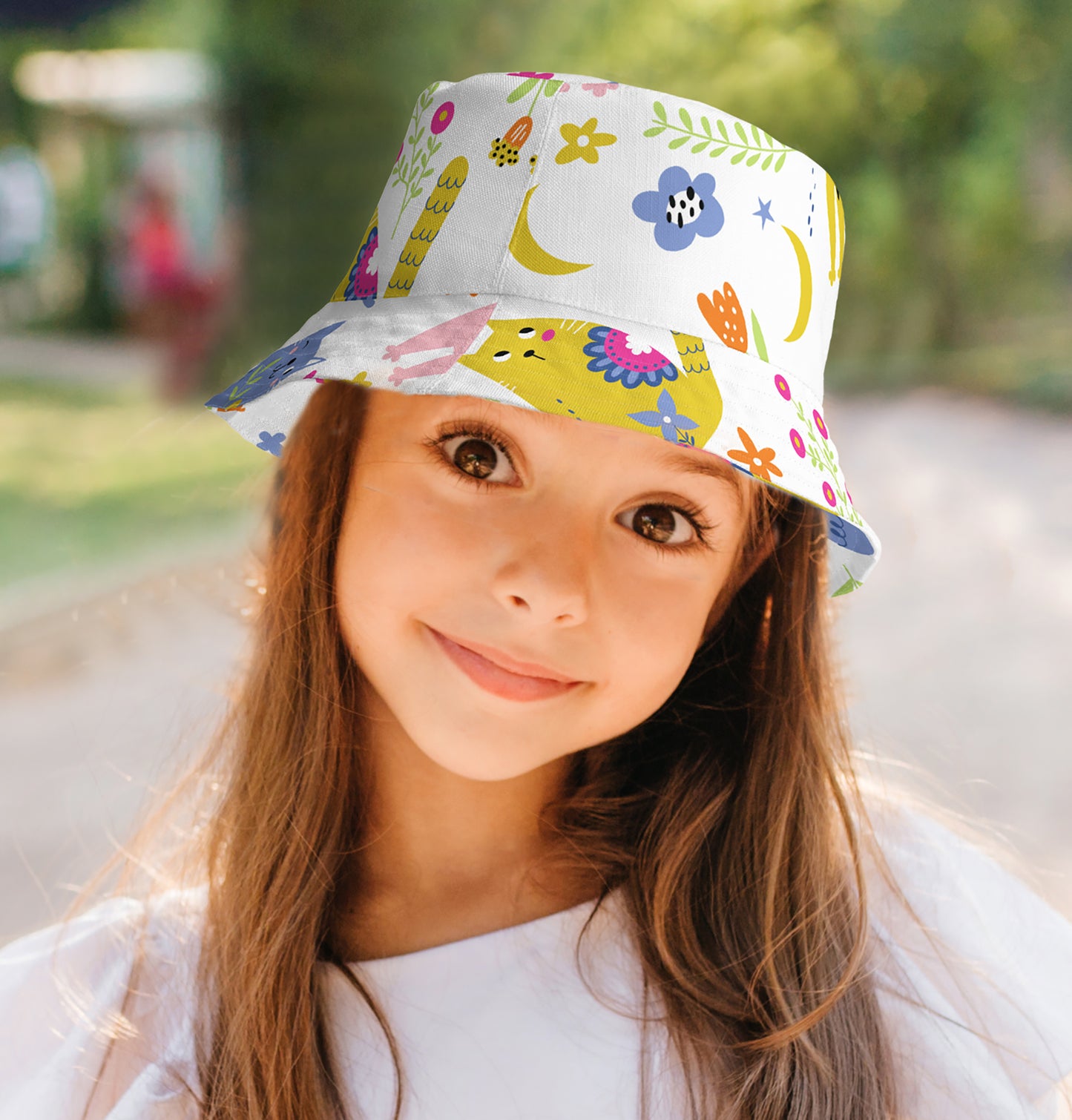 PLAYFUL KITTIES Reversible Bucket Hat - Premium Bucket Hat from The Wishful Fish Kids - Just $32! Shop now at The Wishful Fish Kids