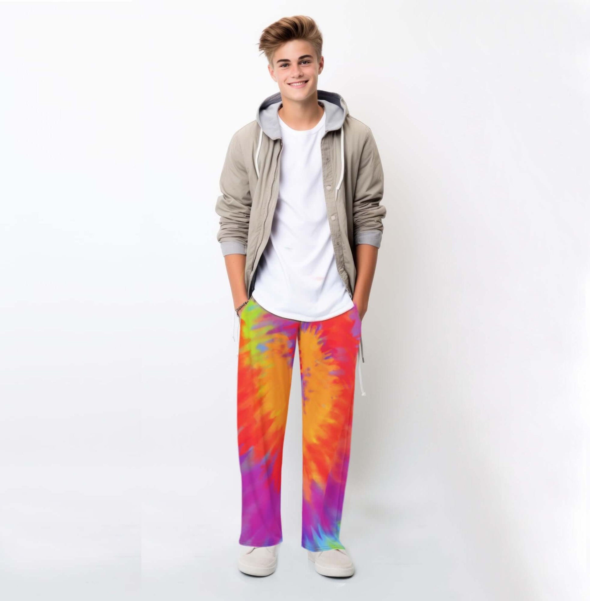 BRIGHT TIE DYE Unisex Wide Leg Pants - Premium Wide Leg Pants from The Wishful Fish Kids - Just $40! Shop now at The Wishful Fish Kids