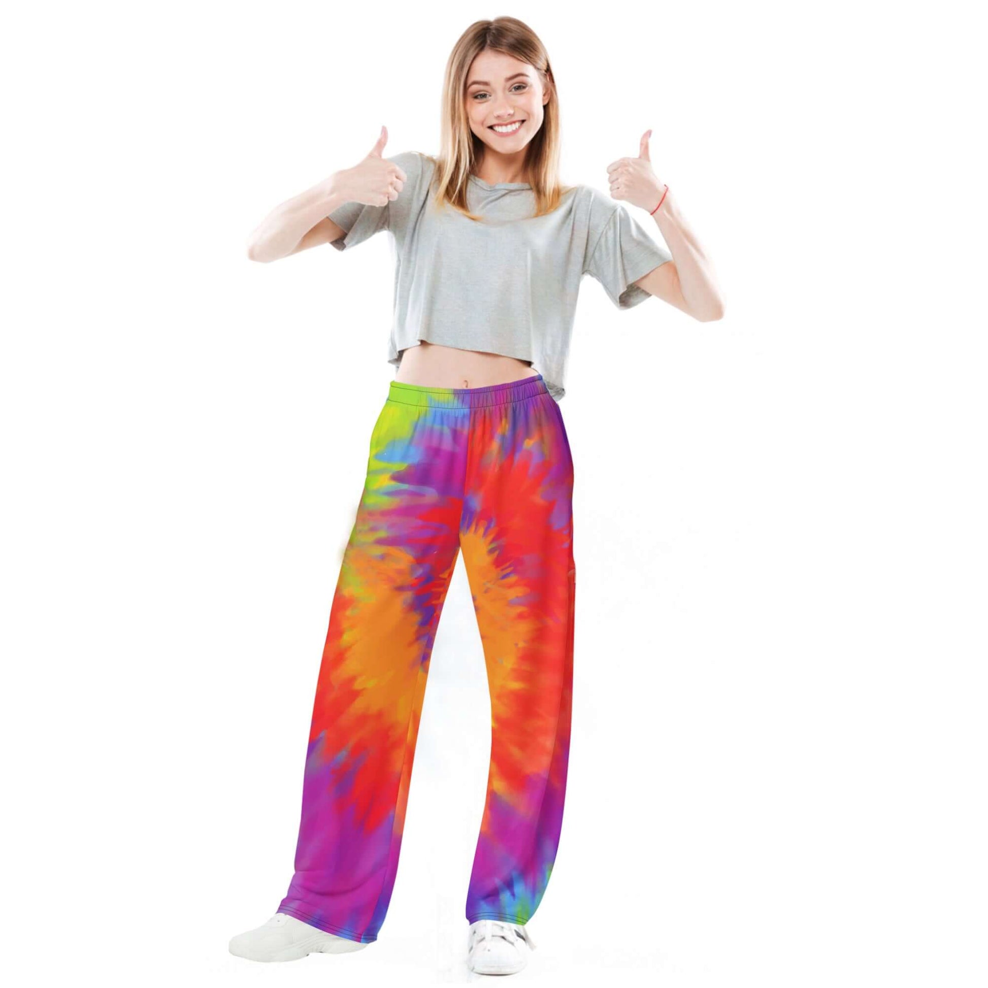 BRIGHT TIE DYE Unisex Wide Leg Pants - Premium Wide Leg Pants from The Wishful Fish Kids - Just $40! Shop now at The Wishful Fish Kids