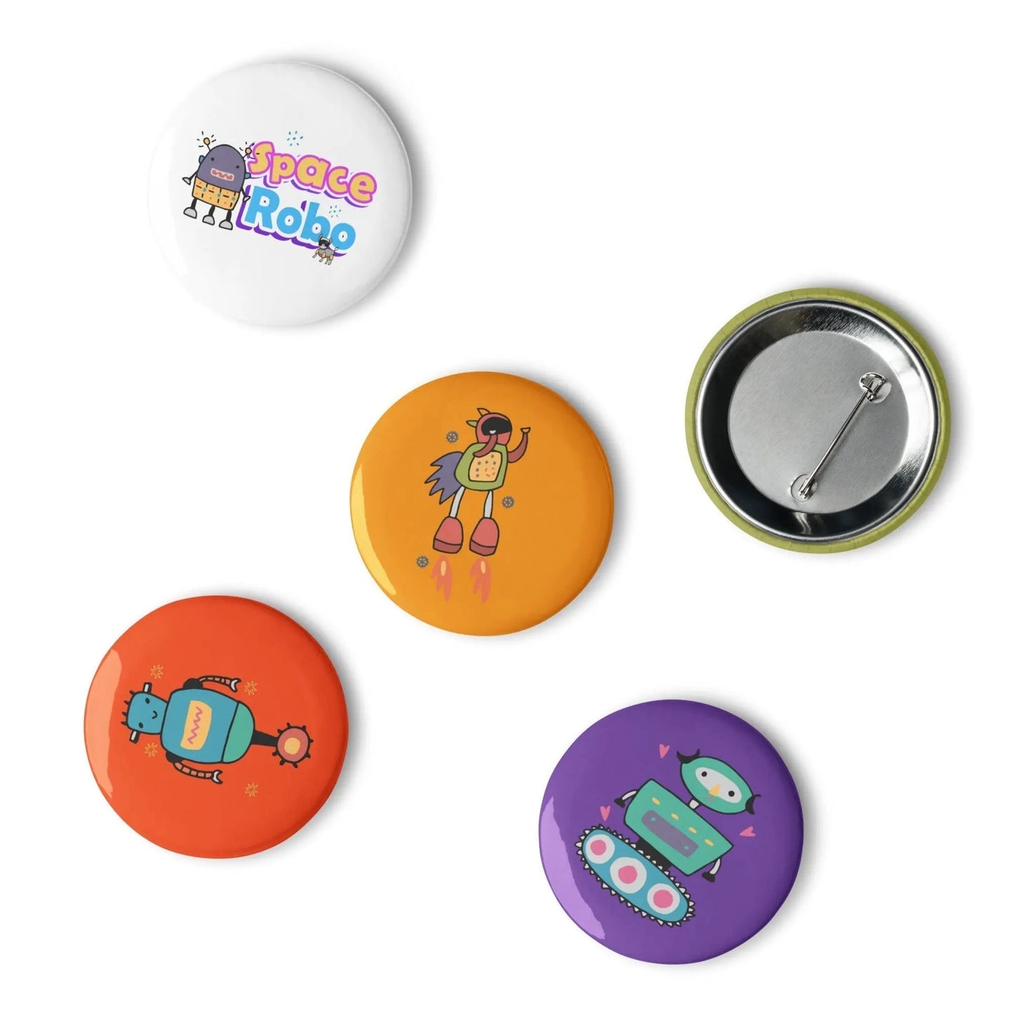 SPACE ROBOTS Pin Back Buttons - Premium Pin Back Buttons from The Wishful Fish Kids - Just $20! Shop now at The Wishful Fish Kids
