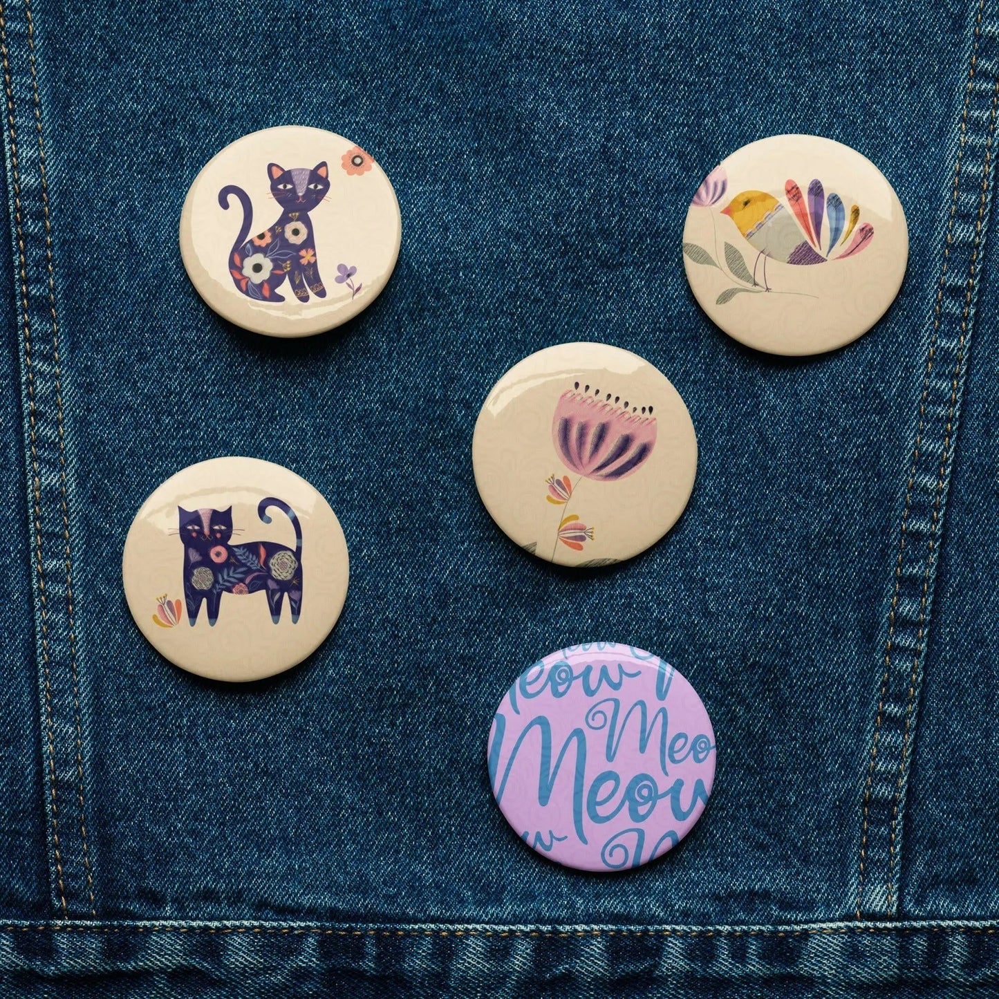 With a playful design and cool vibes, these pin back buttons are made for cat lovers. SHOP Now at The Wishful Fish KIDS 