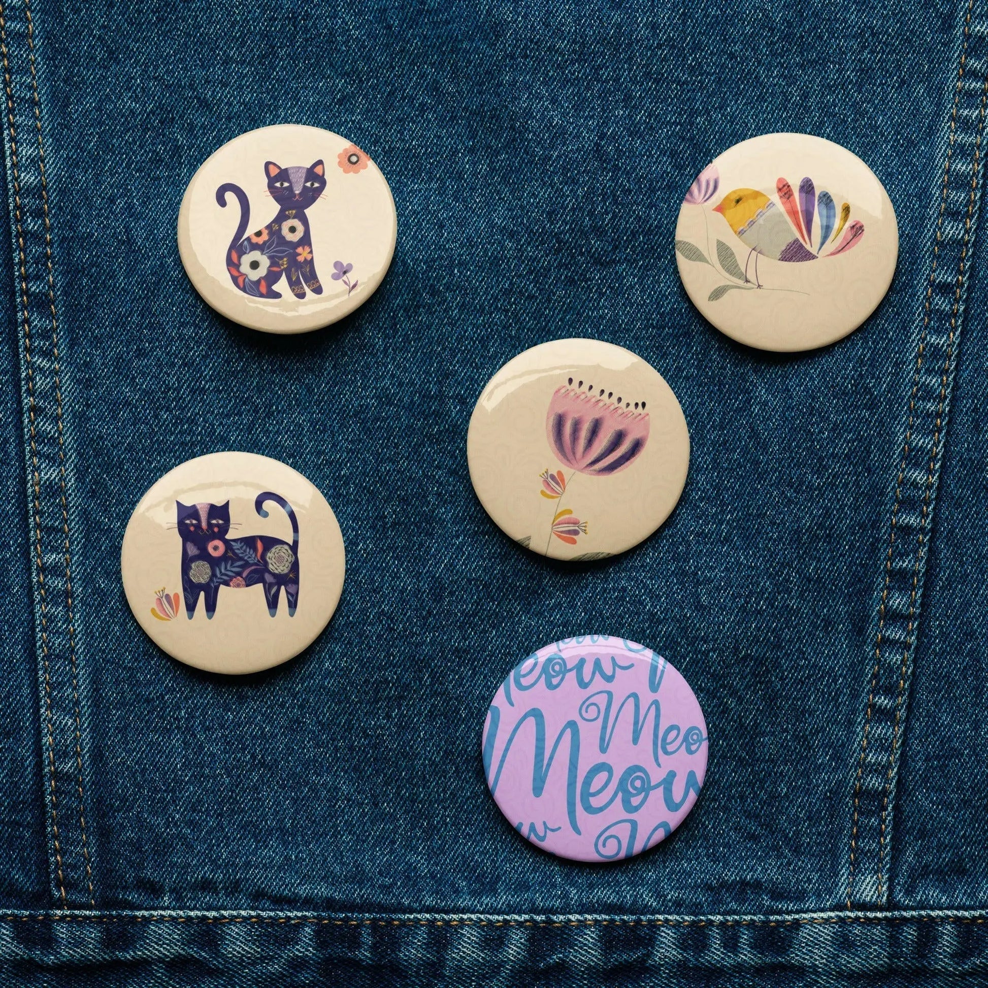 With a playful design and cool vibes, these pin back buttons are made for cat lovers. SHOP Now at The Wishful Fish KIDS 