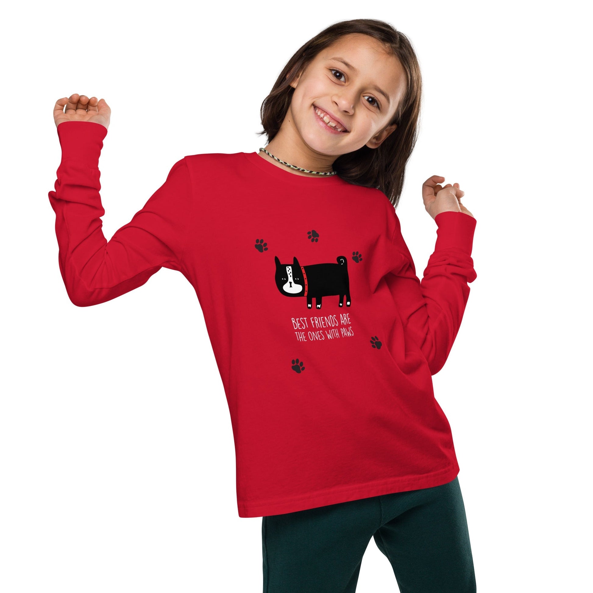 BEST FRIENDS ARE THE ONES WITH PAWS Youth Long Sleeve Tee-Sizes S-L - Premium Long Sleeve T-Shirt from The Wishful Fish Kids - Just $29.00! Shop now at The Wishful Fish Kids