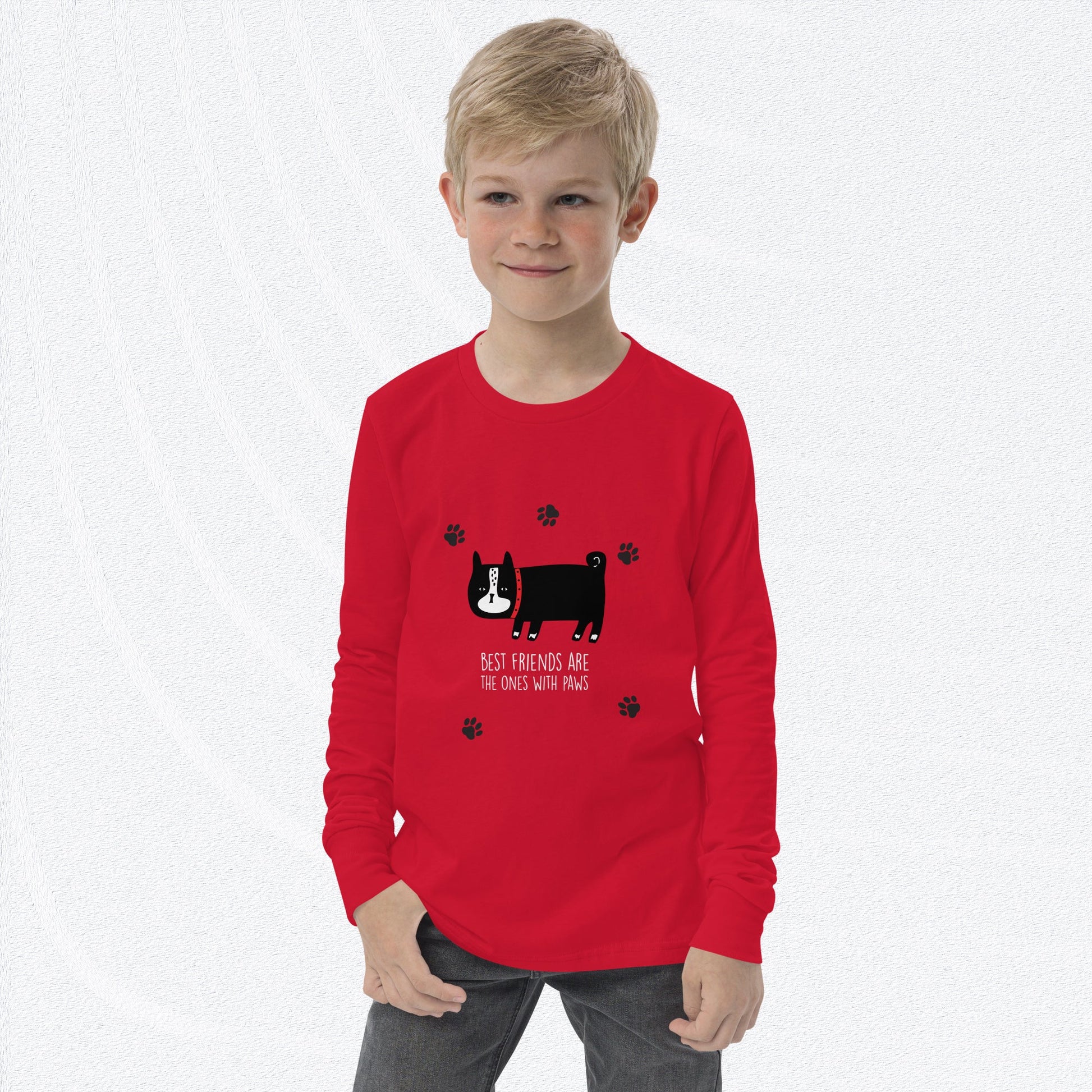 BEST FRIENDS ARE THE ONES WITH PAWS Youth Long Sleeve Tee-Sizes S-L - Premium Long Sleeve T-Shirt from The Wishful Fish Kids - Just $29.00! Shop now at The Wishful Fish Kids