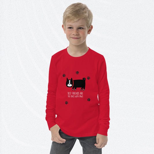 BEST FRIENDS ARE THE ONES WITH PAWS Youth Long Sleeve Tee-Sizes S-L - Premium Long Sleeve T-Shirt from The Wishful Fish Kids - Just $29.00! Shop now at The Wishful Fish Kids