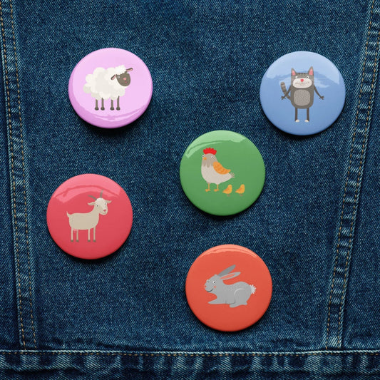 Meet the cutest farm animals with these FARM ANIMALS Pin Back Buttons! SHOP Now at The Wishful Fish KIDS