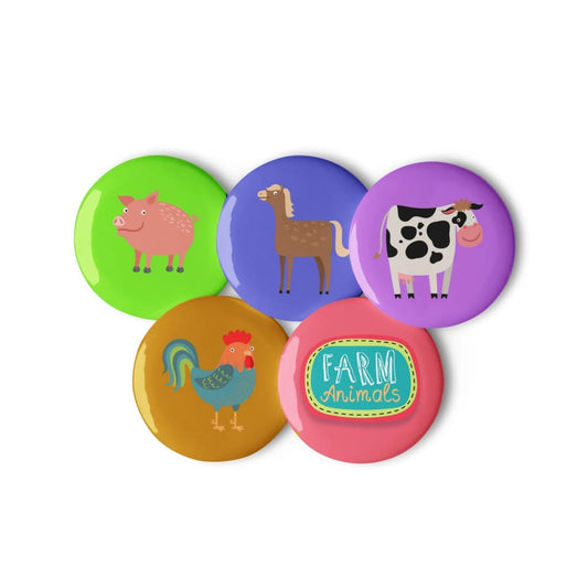 Make your Stuff Look Extra Awesome with these Cute Farm Animal Pin Buttons. SHOP Now at The Wishful Fish Kids