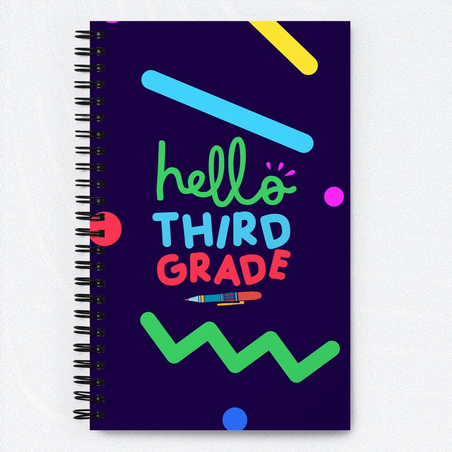 HELLO THIRD GRADE Spiral Notebook - Premium Spiral Notebook from The Wishful Fish Kids - Just $24.00! Shop now at The Wishful Fish Kids