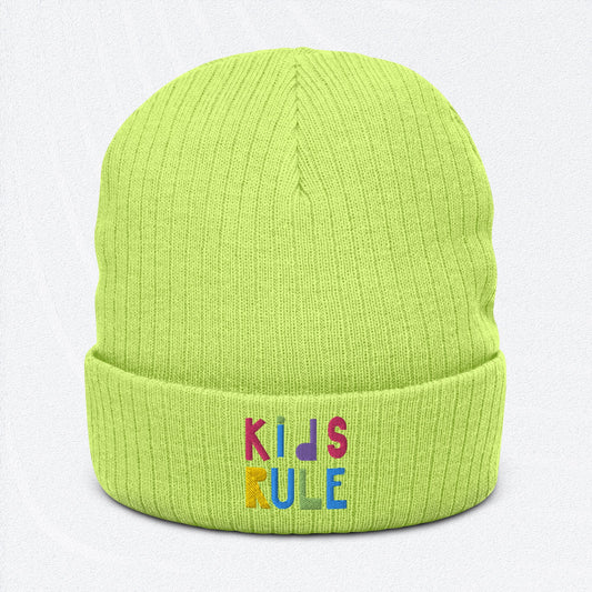 KIDS RULE Ribbed Knit Beanie - Premium Beanie Hat from The Wishful Fish Kids - Just $28.00! Shop now at The Wishful Fish Kids