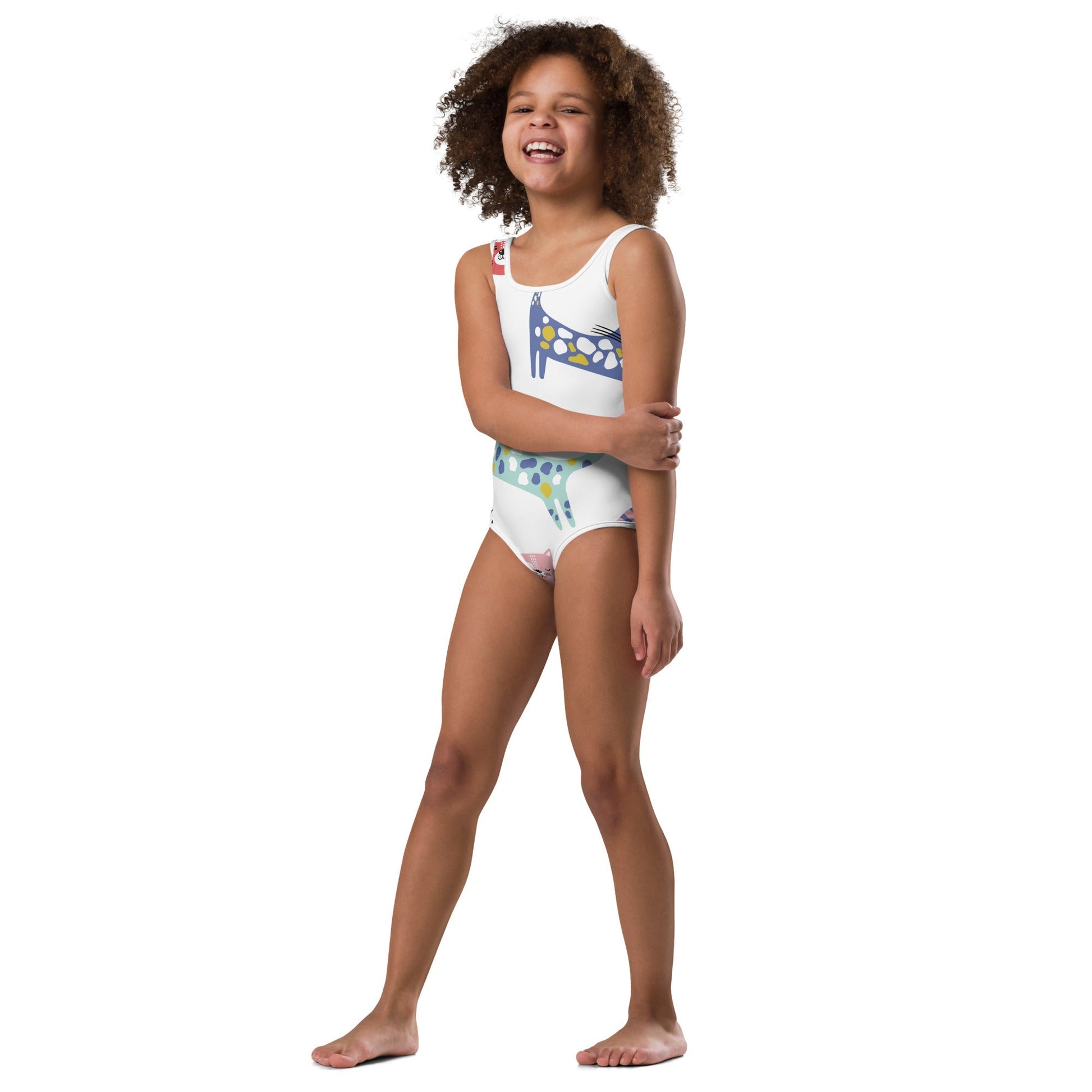 KITTY KAT All-Over Print Kids Swimsuit  Sizes 2T-7 - Premium Swimsuit from The Wishful Fish Kids - Just $28.00! Shop now at The Wishful Fish Kids