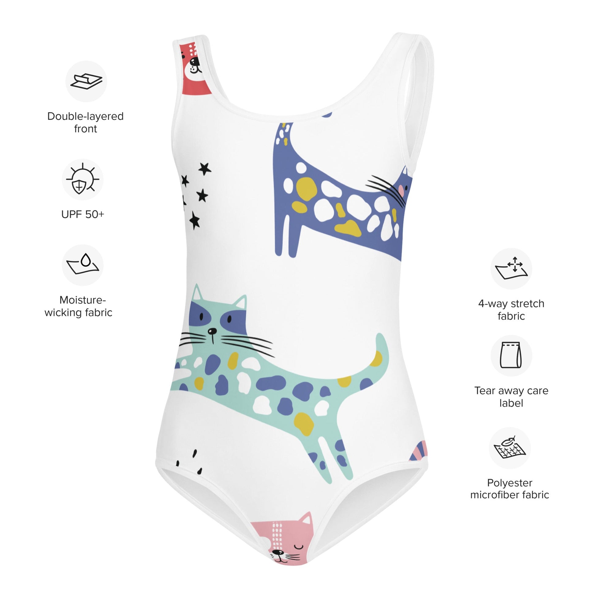 KITTY KAT All-Over Print Kids Swimsuit  Sizes 2T-7 - Premium Swimsuit from The Wishful Fish Kids - Just $28.00! Shop now at The Wishful Fish Kids