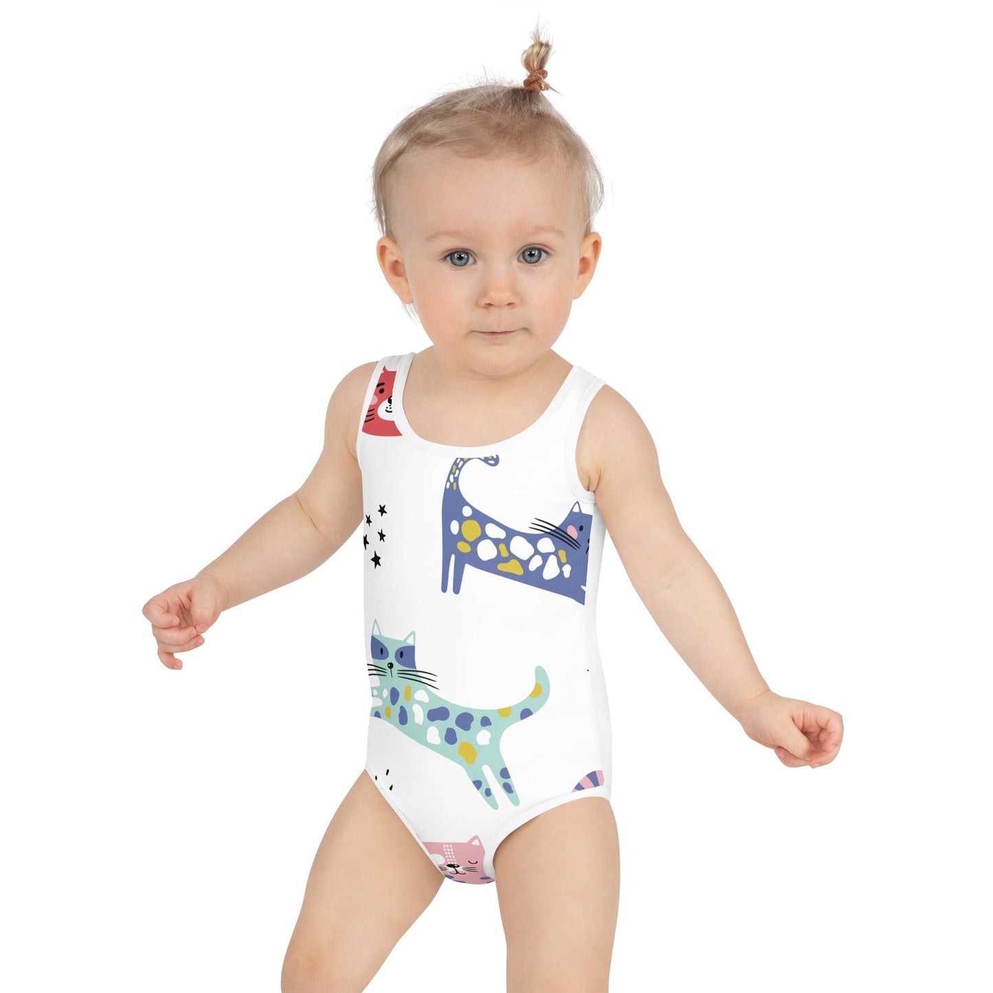 KITTY KAT All-Over Print Kids Swimsuit  Sizes 2T-7 - Premium Swimsuit from The Wishful Fish Kids - Just $28.00! Shop now at The Wishful Fish Kids