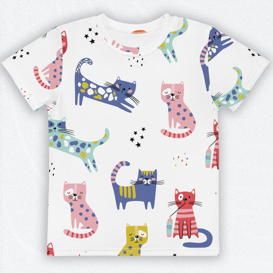 Kitty Kat Kids Crew Neck T Shirt  SIZES 2T-7 - Premium T Shirt from The Wishful Fish Kids - Just $27.00! Shop now at The Wishful Fish Kids