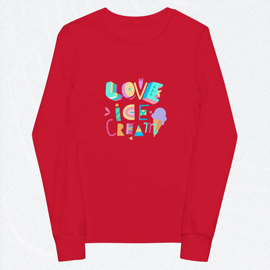 LOVE ICE CREAM Long Sleeve T-Shirt - Premium Long Sleeve T-Shirt from The Wishful Fish Kids - Just $29.50! Shop now at The Wishful Fish Kids