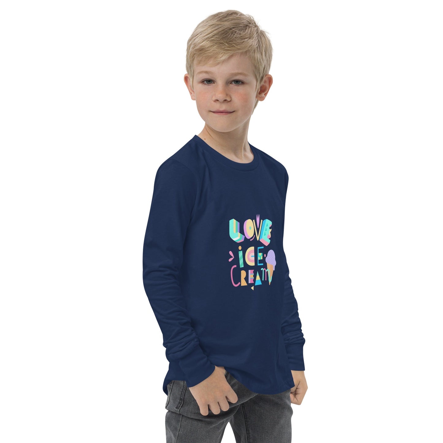 LOVE ICE CREAM Youth Long Sleeve T-Shirt - Sizes S-L - Premium Long Sleeve T-Shirt from The Wishful Fish Kids - Just $29.50! Shop now at The Wishful Fish Kids