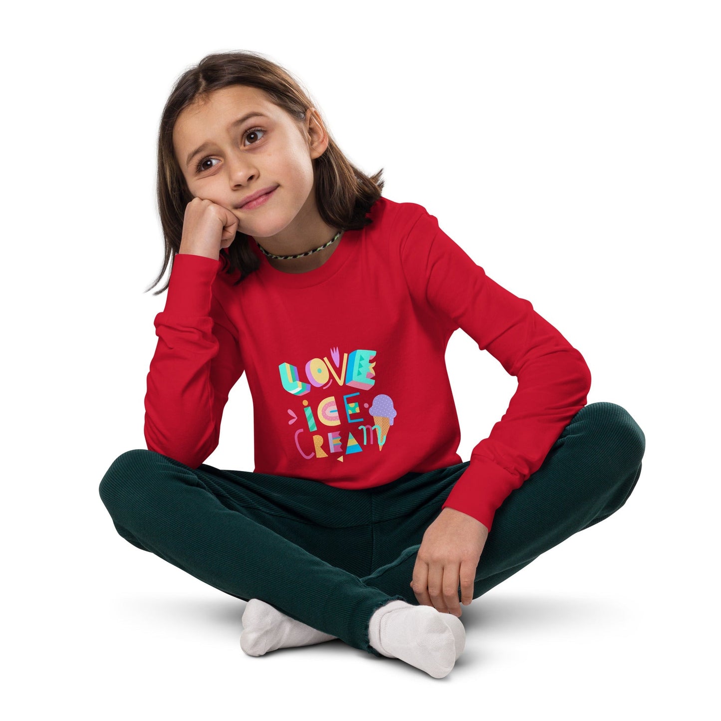 LOVE ICE CREAM Youth Long Sleeve T-Shirt - Sizes S-L - Premium Long Sleeve T-Shirt from The Wishful Fish Kids - Just $29.50! Shop now at The Wishful Fish Kids